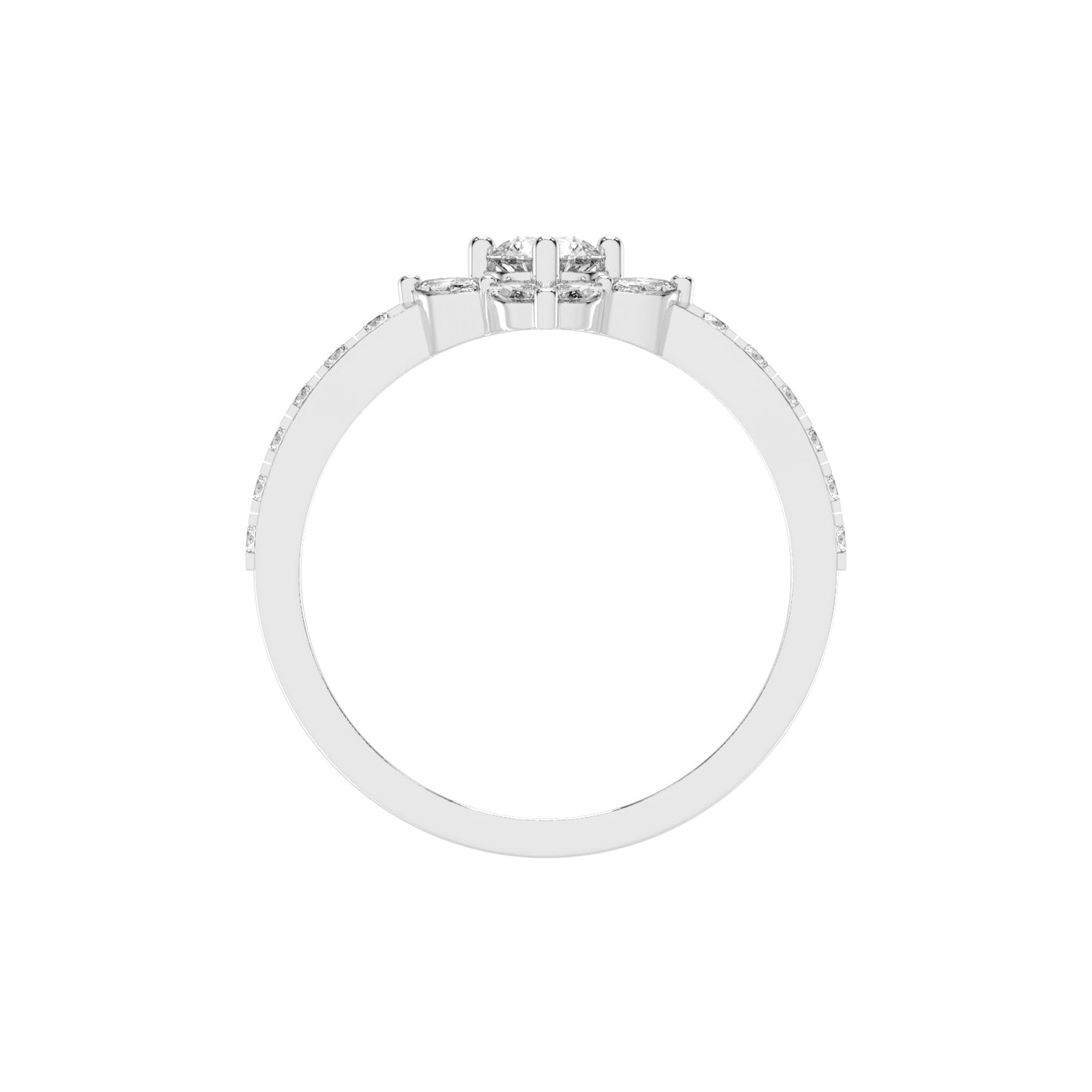 Trellos Shared Prong Round Cut Lab Diamond Ring