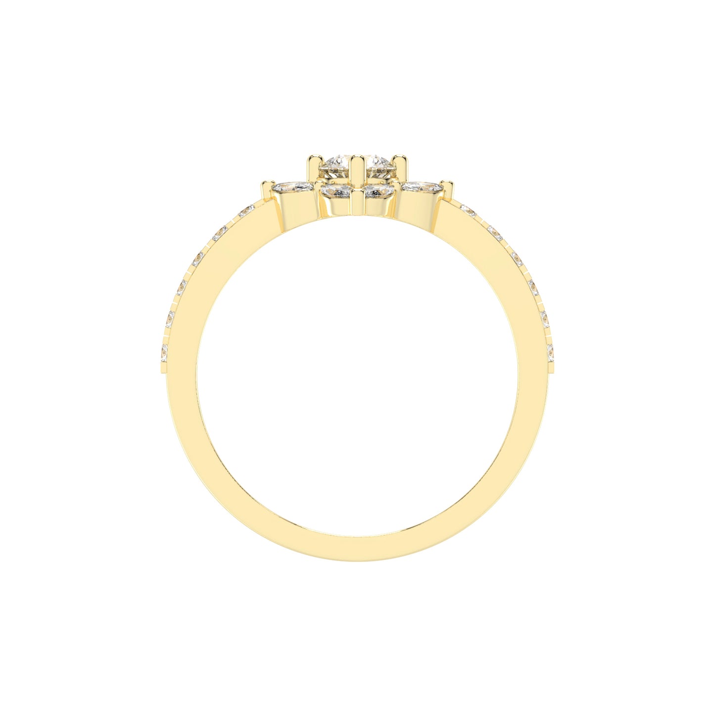 Trellos Shared Prong Round Cut Lab Diamond Ring