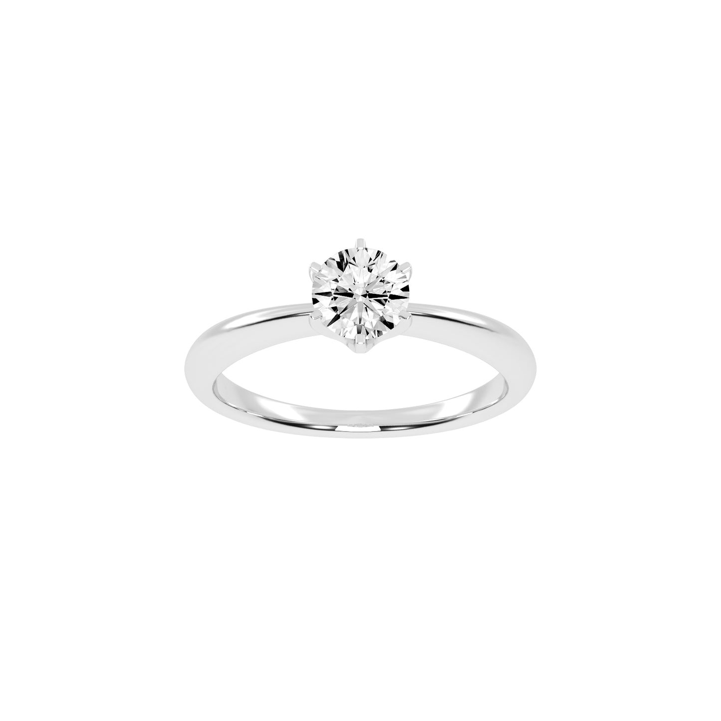 Solairista Six Prong Round Cut Solitaire Lab Diamond Ring