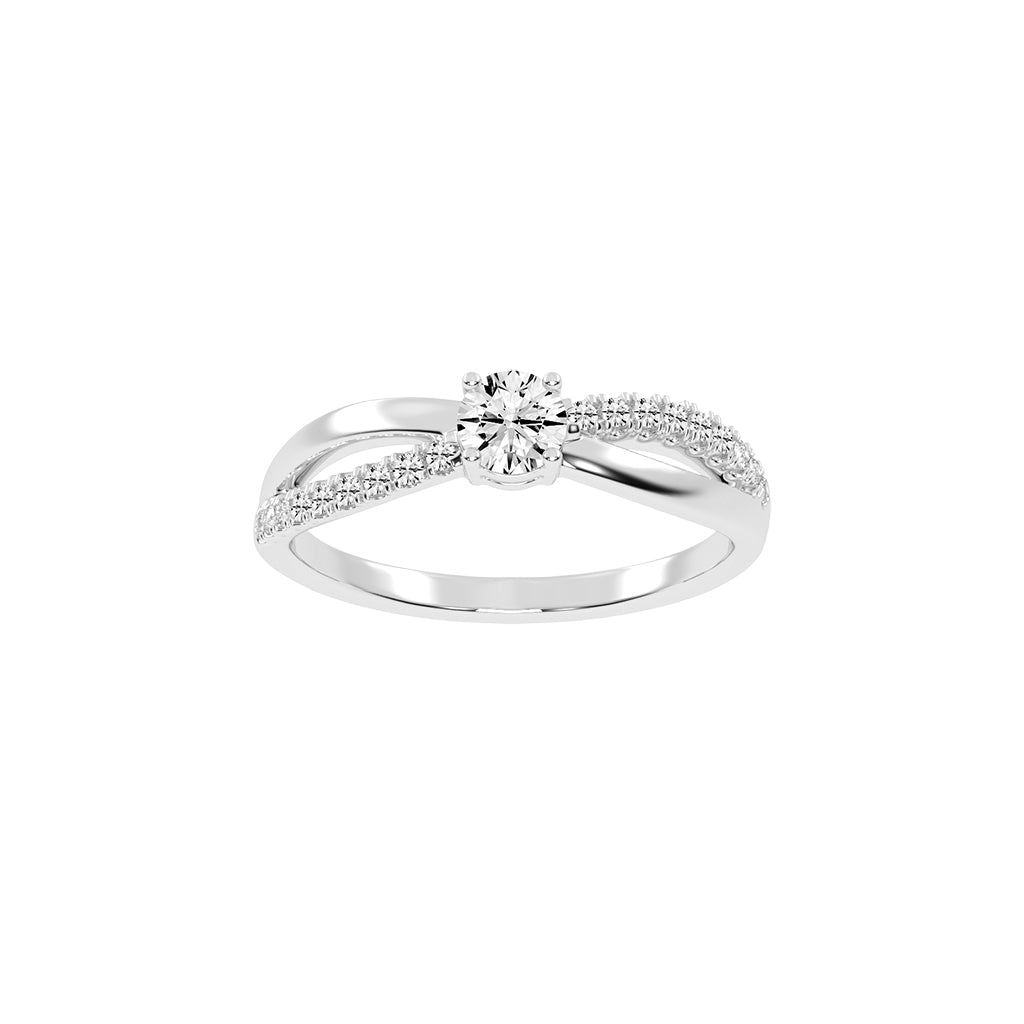 Auresta Split Shank Round Cut Side Stone Lab Diamond Ring