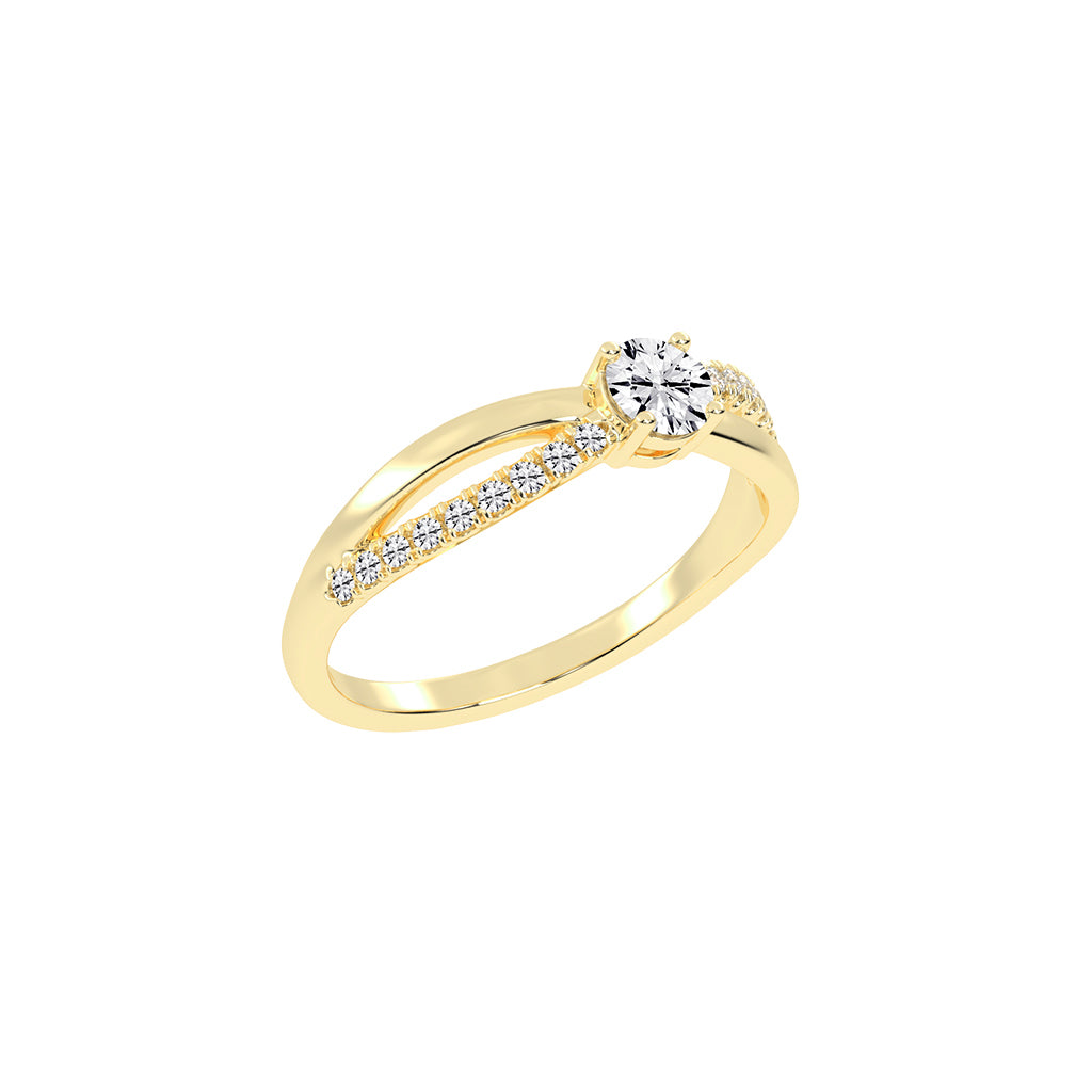 Auresta Split Shank Round Cut Side Stone Lab Diamond Ring