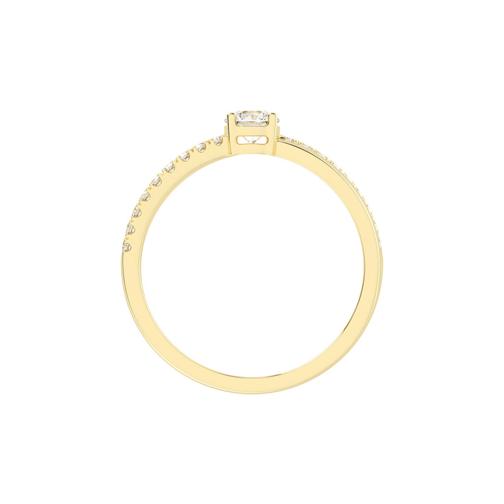 Auresta Split Shank Round Cut Side Stone Lab Diamond Ring