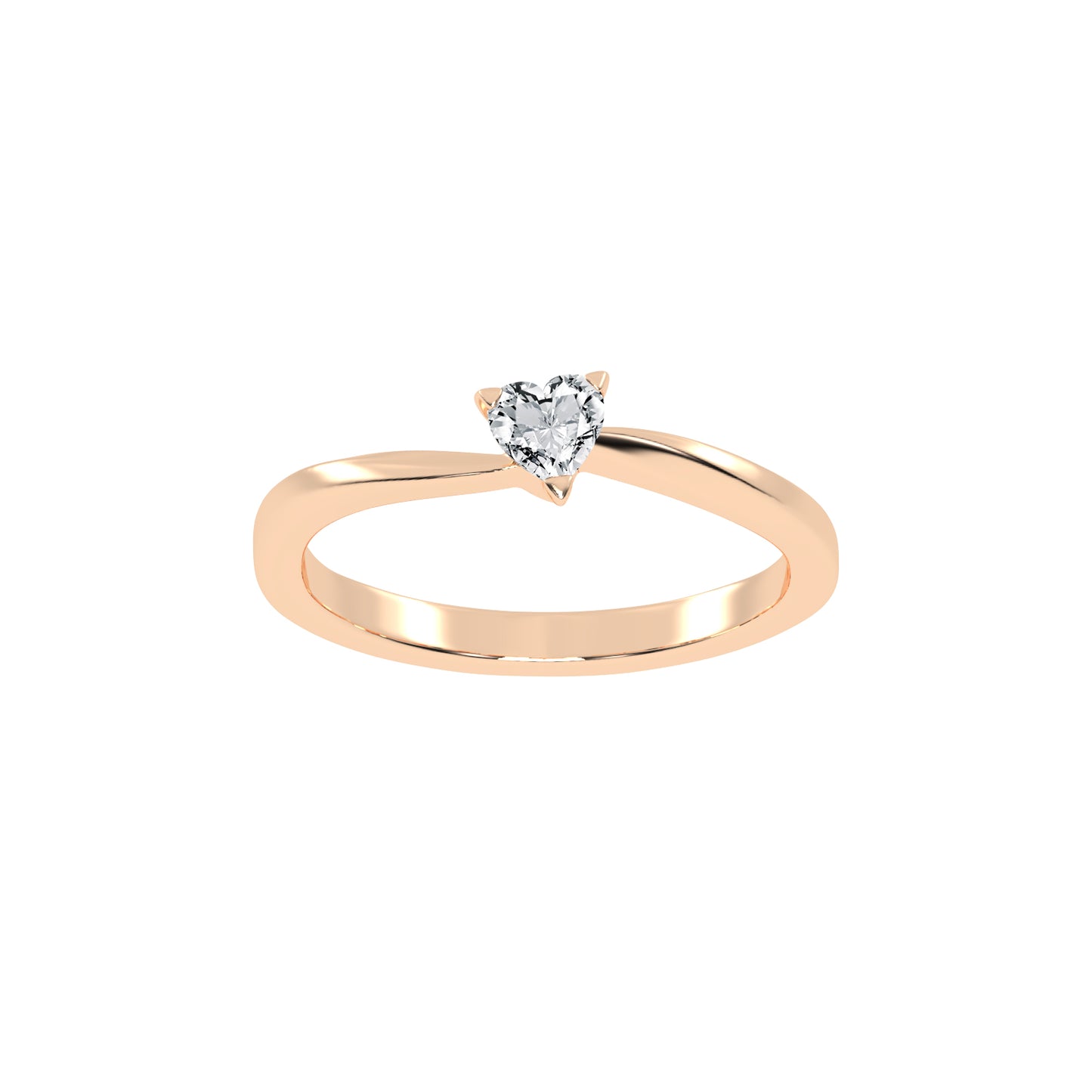 Solantirra three prong heart cut solitaire lab diamond ring
