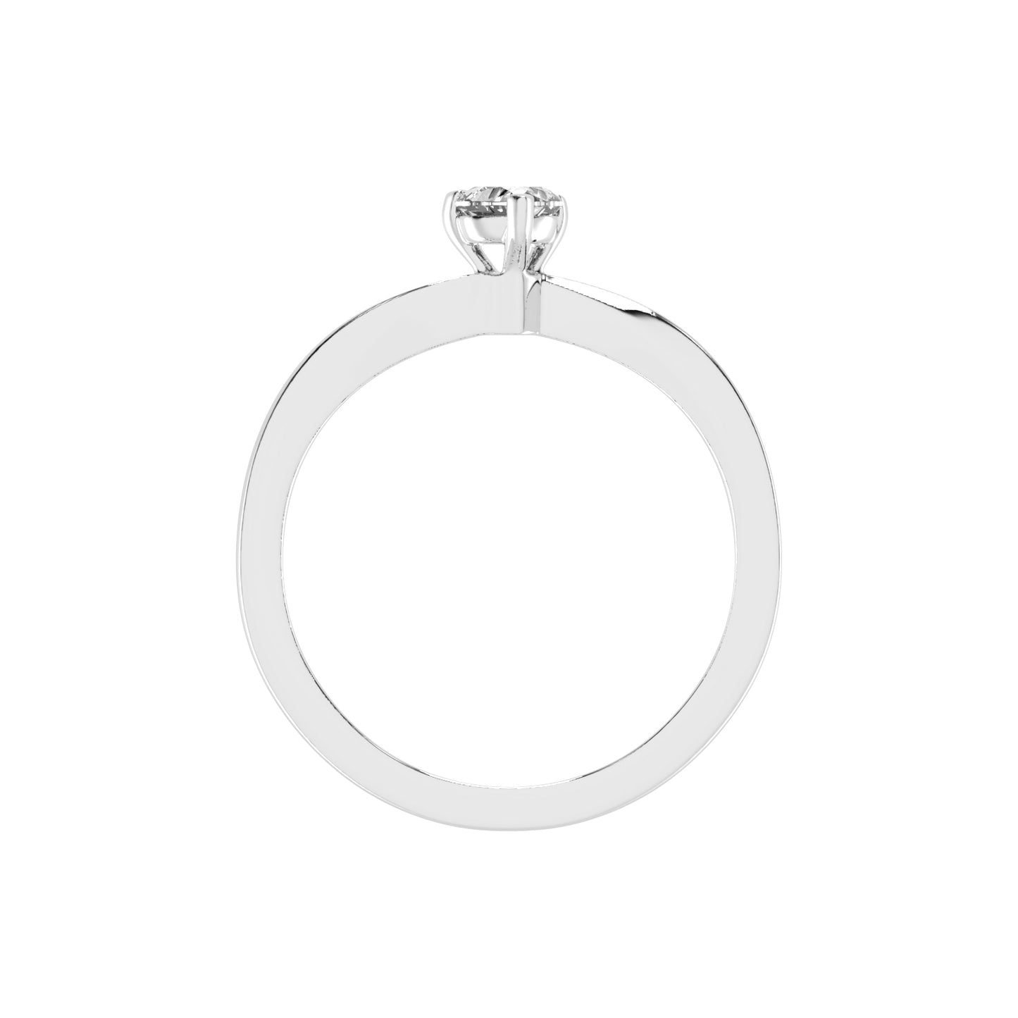 Solantirra three prong heart cut solitaire lab diamond ring