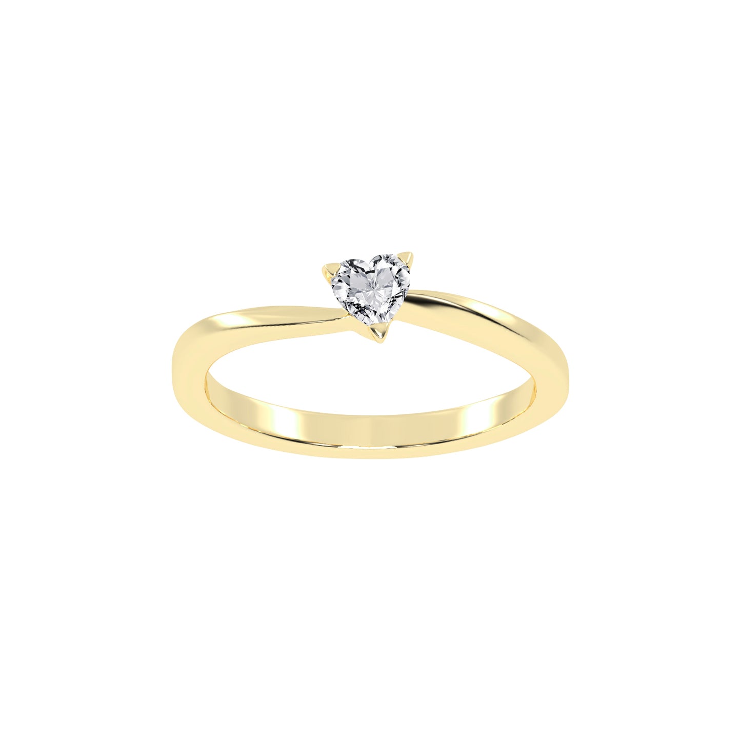 Solantirra three prong heart cut solitaire lab diamond ring