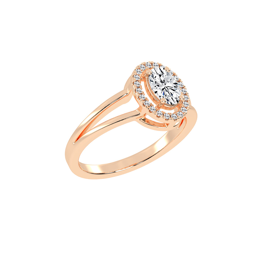 Halivenna Split Shank Oval Cut Halo Lab Diamond Ring