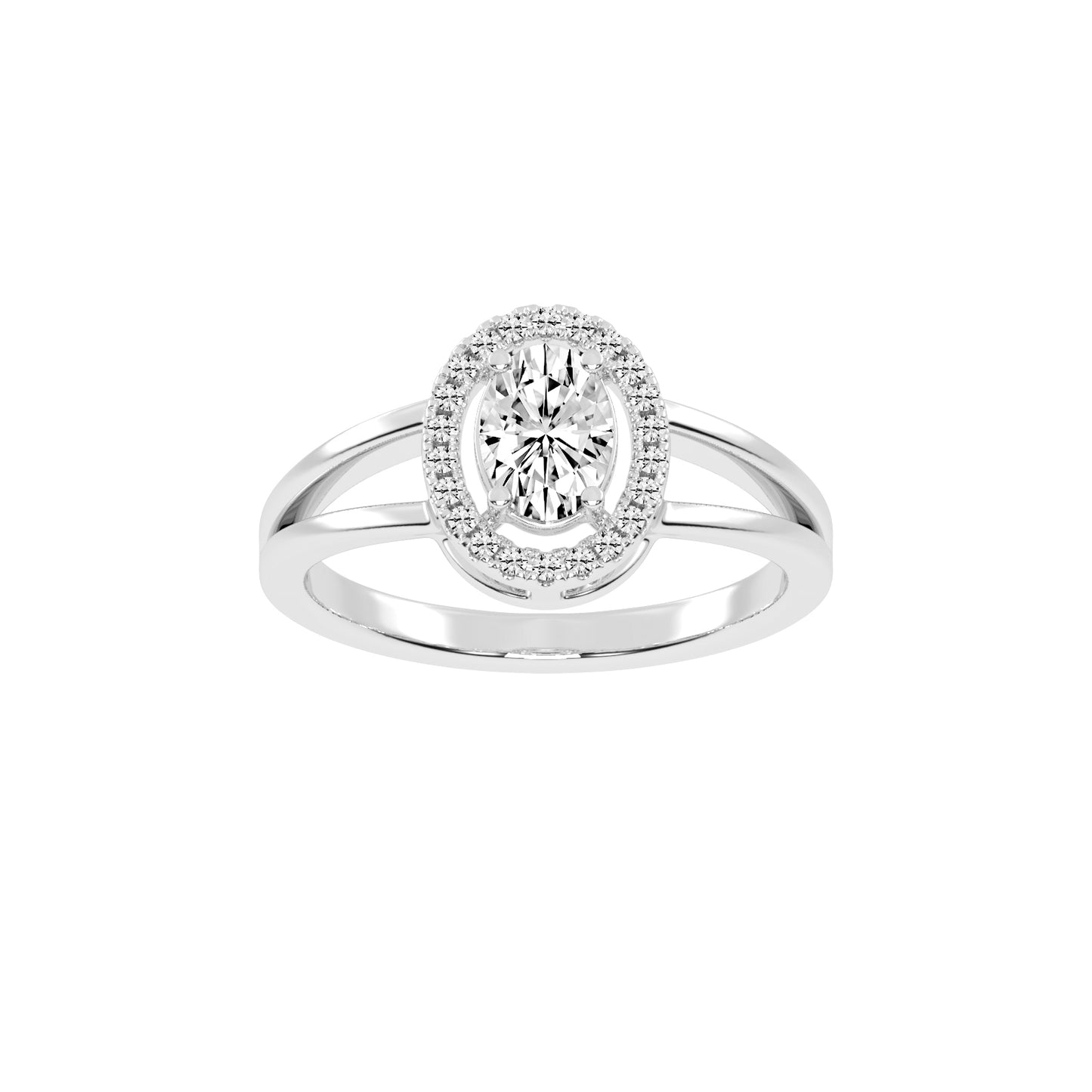 Halivenna Split Shank Oval Cut Halo Lab Diamond Ring