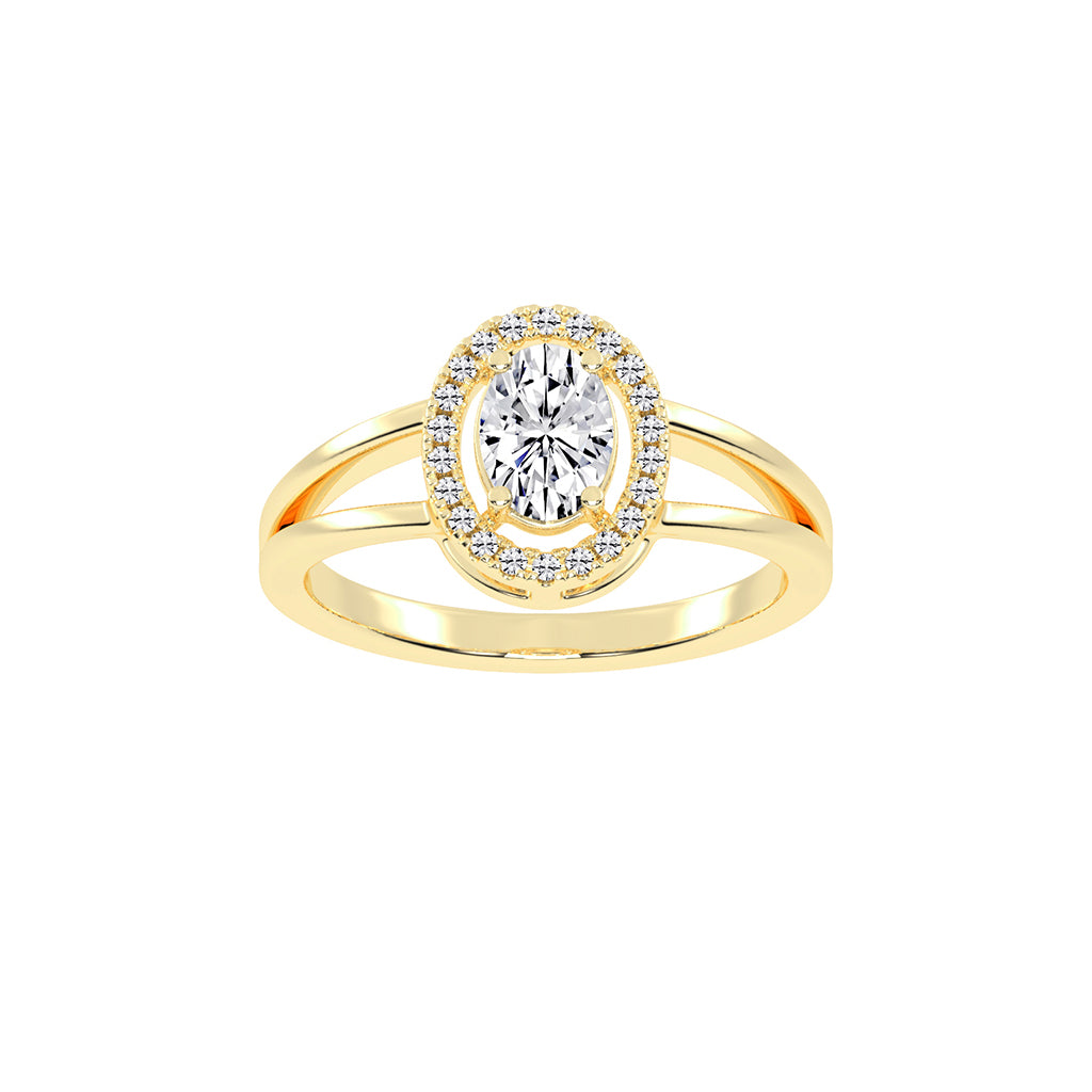 Halivenna Split Shank Oval Cut Halo Lab Diamond Ring
