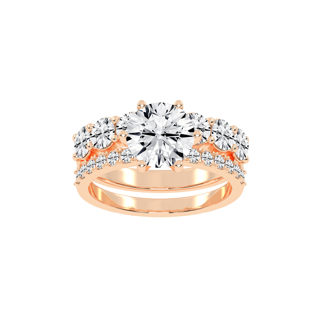 Diamond Blossom Engagement Wedding Ring Set