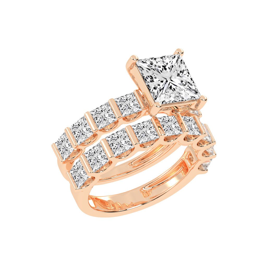 Princess-Cut Diamond Multi-Row Bridal Set