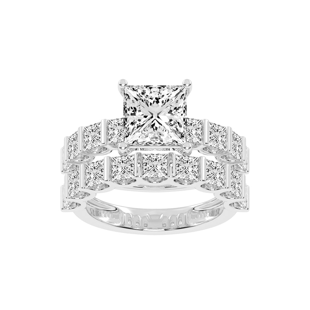 Princess-Cut Diamond Multi-Row Bridal Set