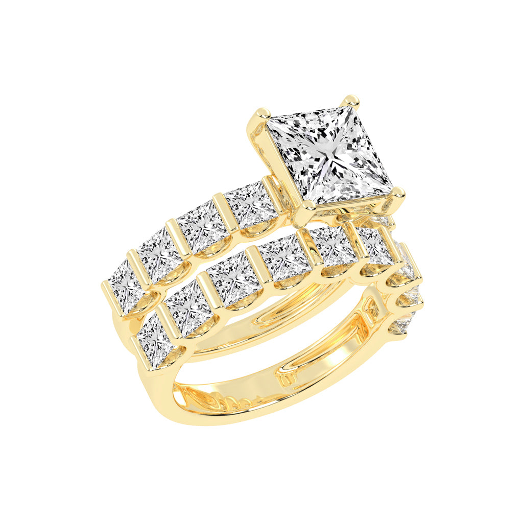 Princess-Cut Diamond Multi-Row Bridal Set