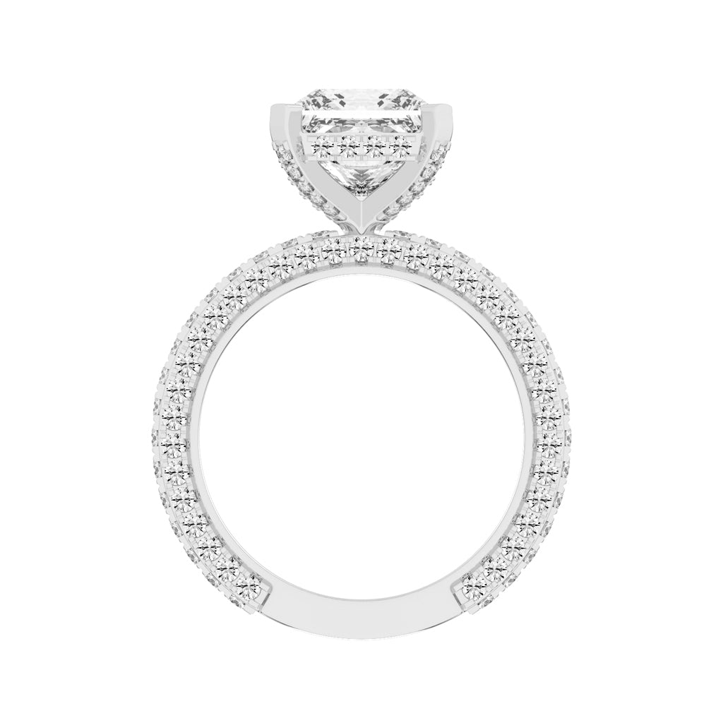 Princess-Cut Diamond Pave Engagement Ring