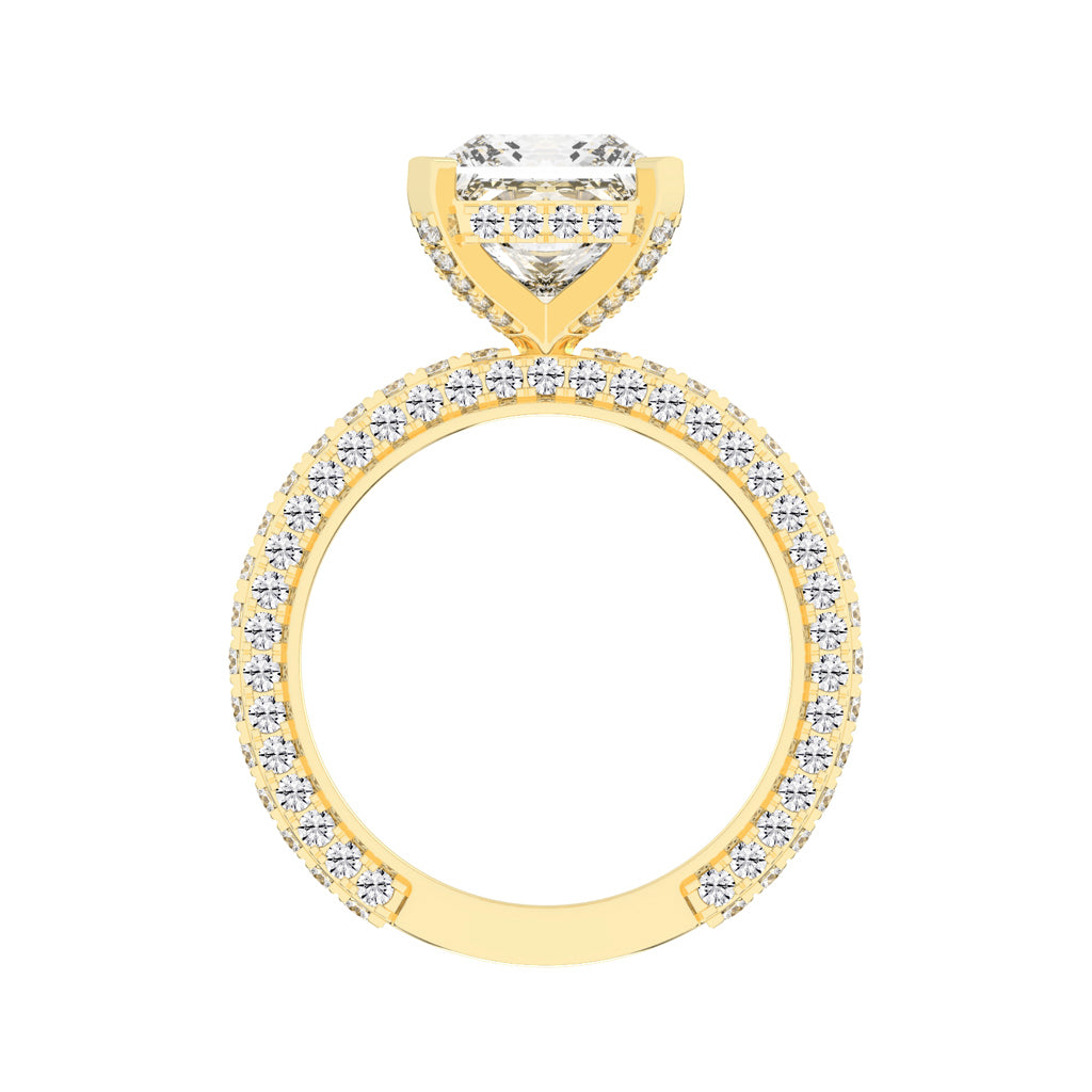 Princess-Cut Diamond Pave Engagement Ring