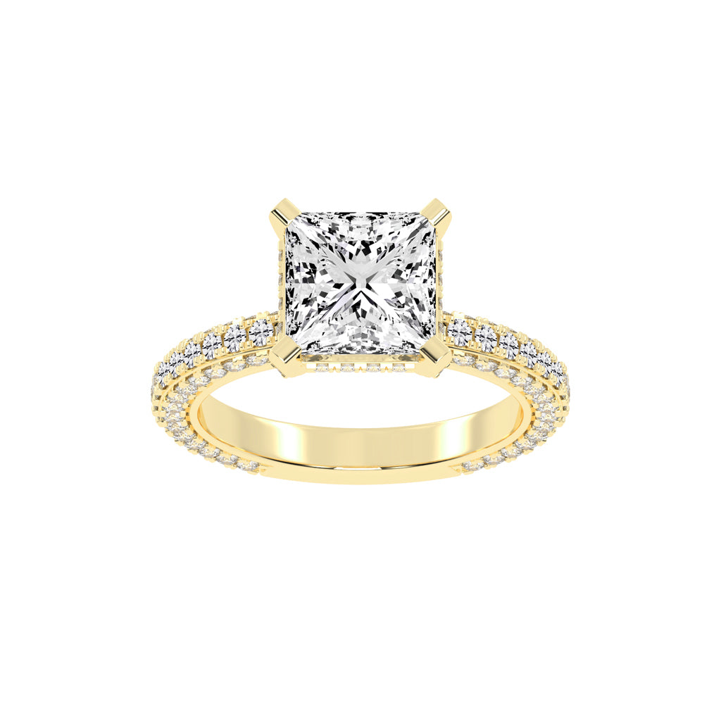 PrincessCut Diamond Pave Engagement Ring