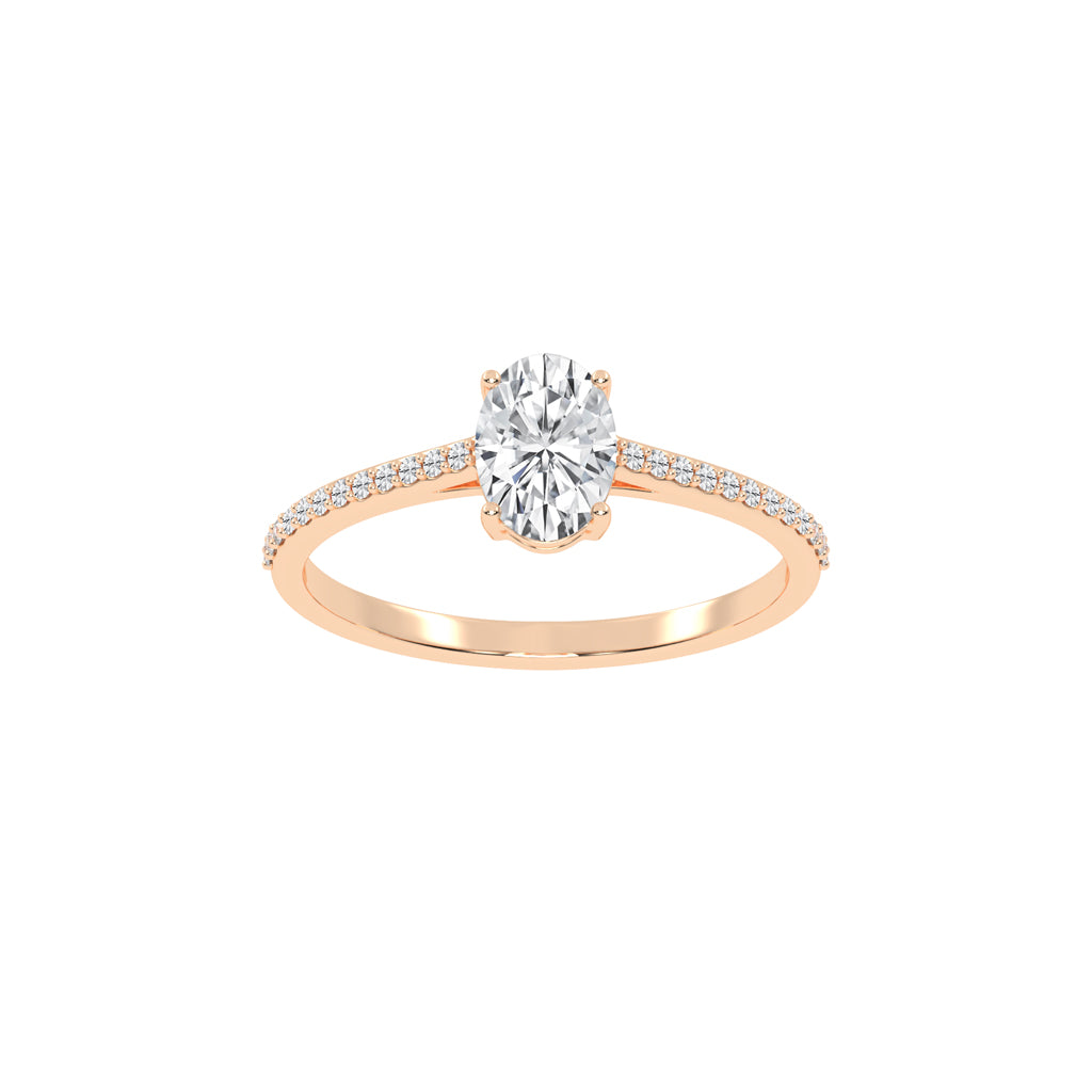 Oval Diamond Pave Band Engagement Ring