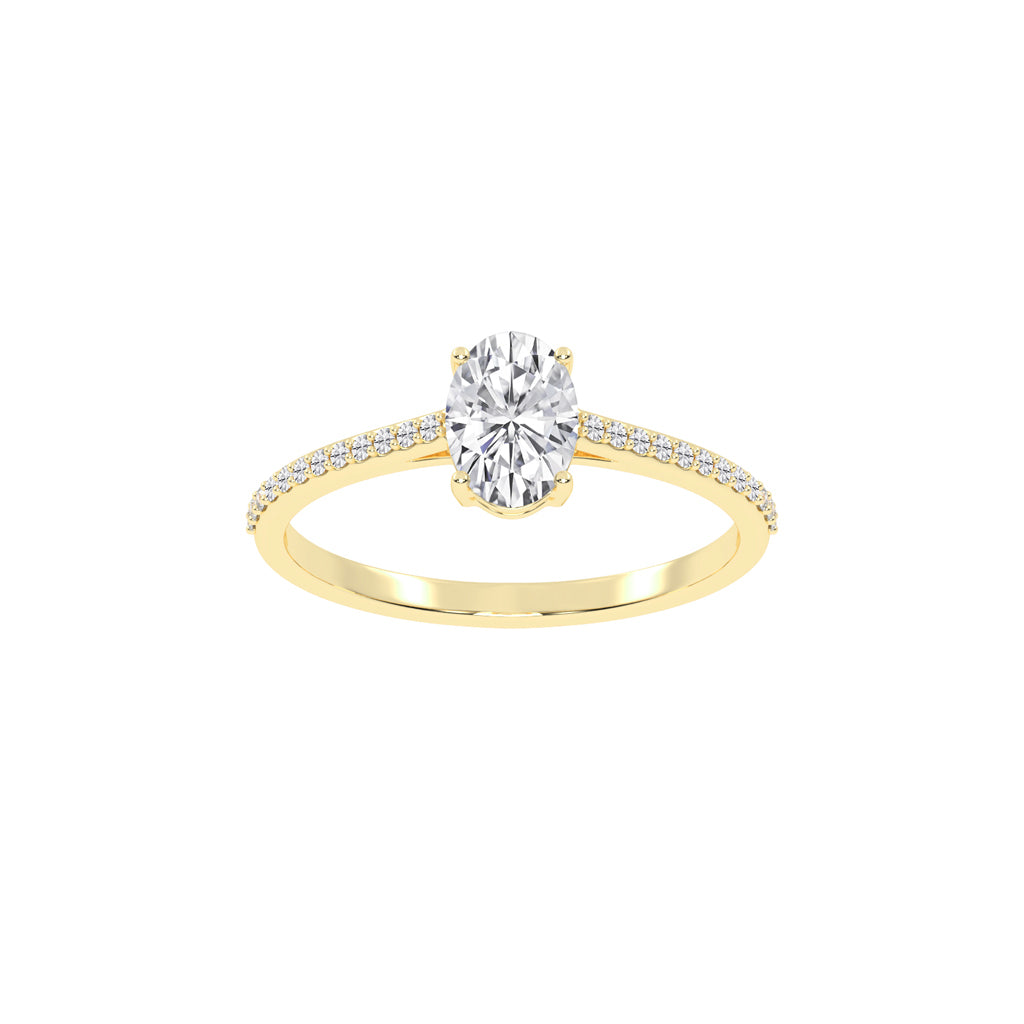Oval Diamond Pave Band Engagement Ring