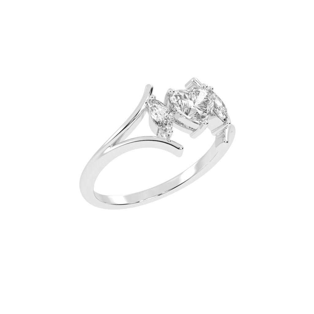 Whimsical Heart Marquise Ring