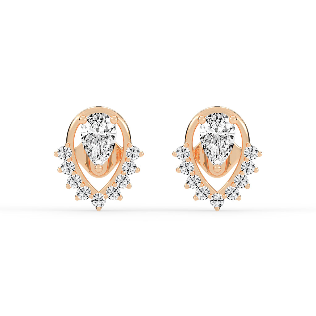 Pear Drop Chevron Stud Earrings