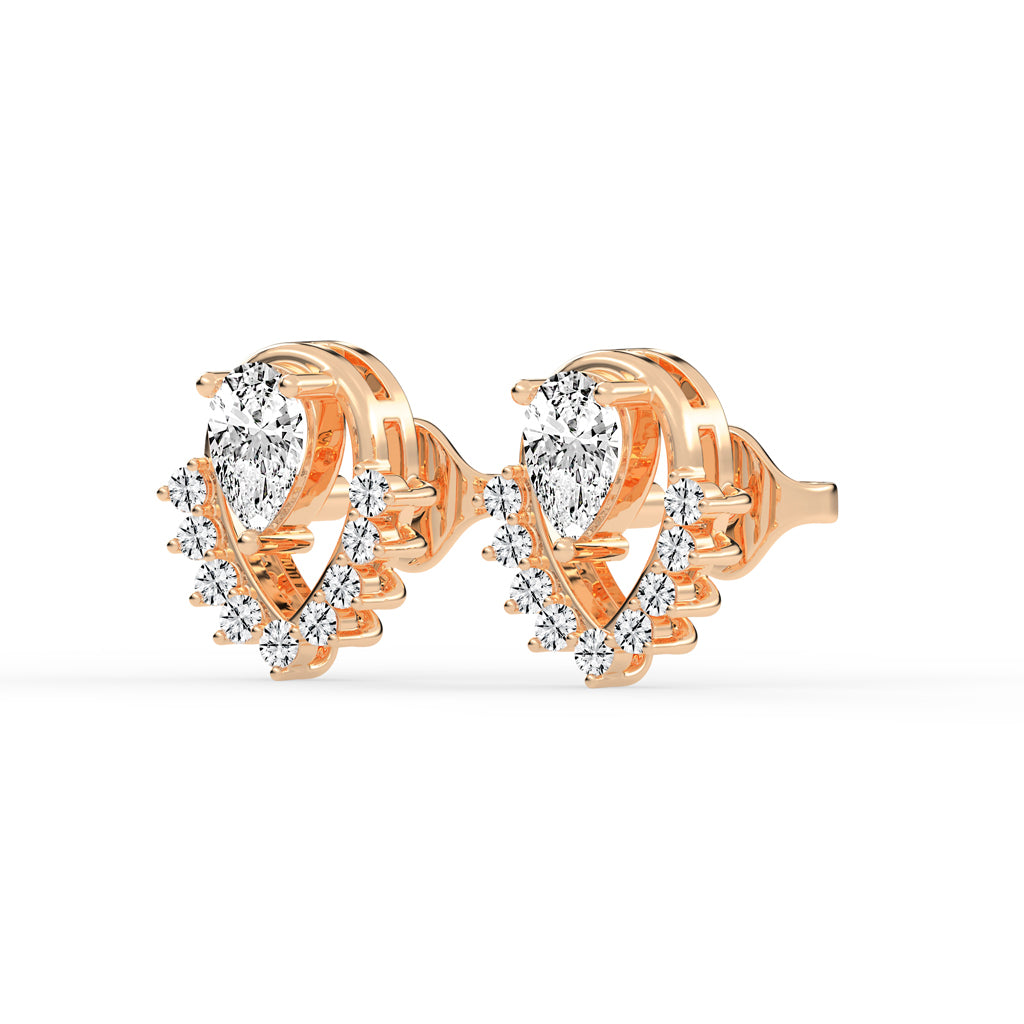 Pear Drop Chevron Stud Earrings