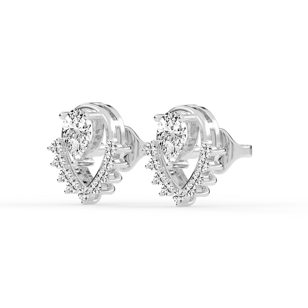 Pear Drop Chevron Stud Earrings