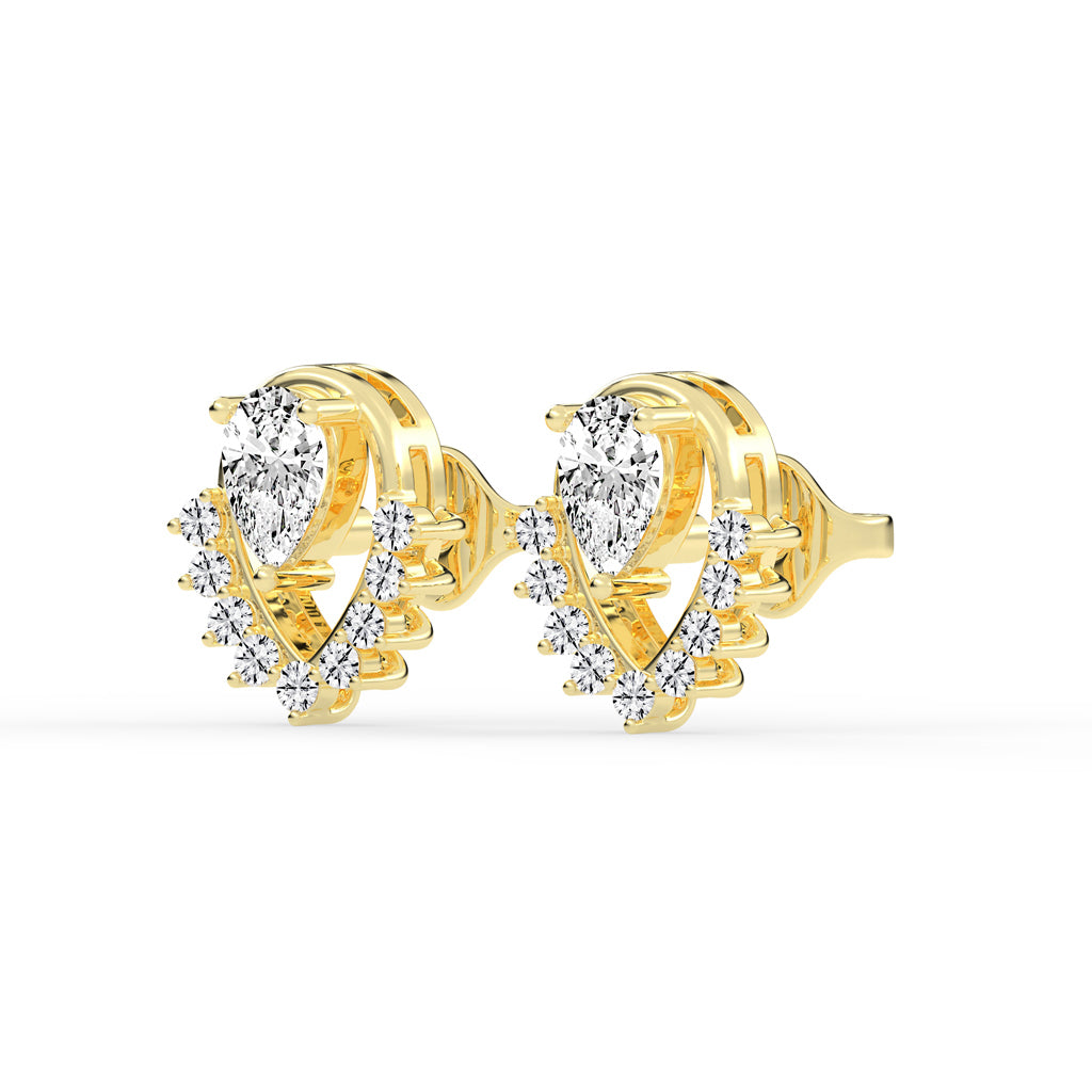 Pear Drop Chevron Stud Earrings