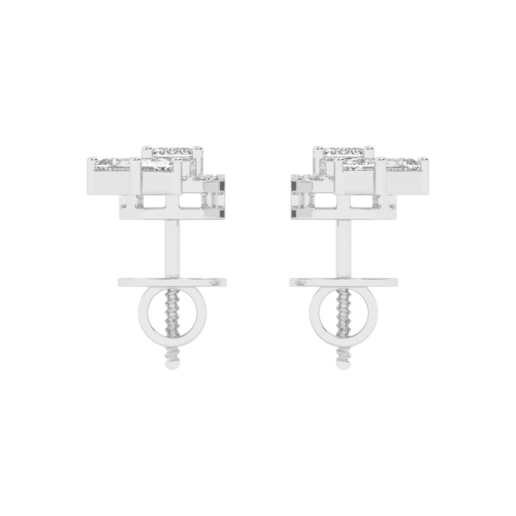 Modern Emerald Cascading Stud Earrings