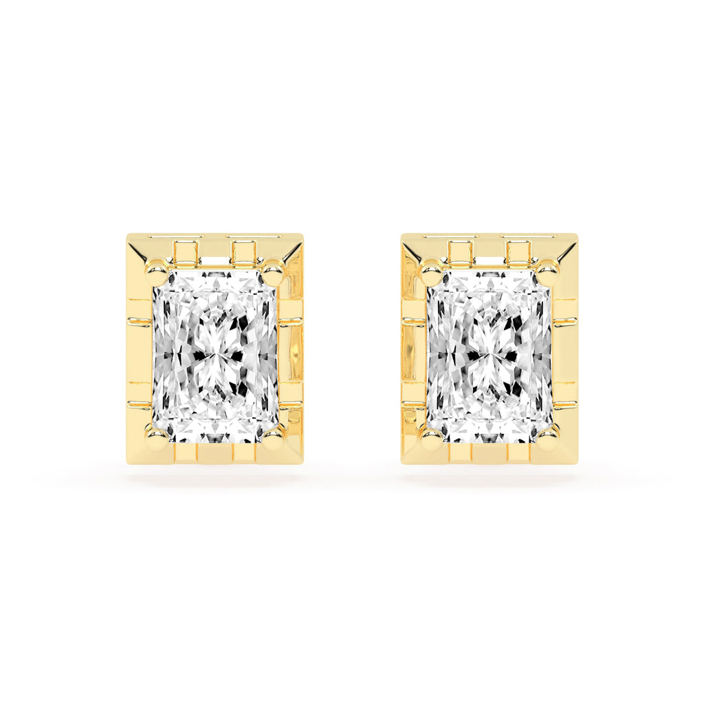 Radiant Princess Cut Frame Stud Earrings