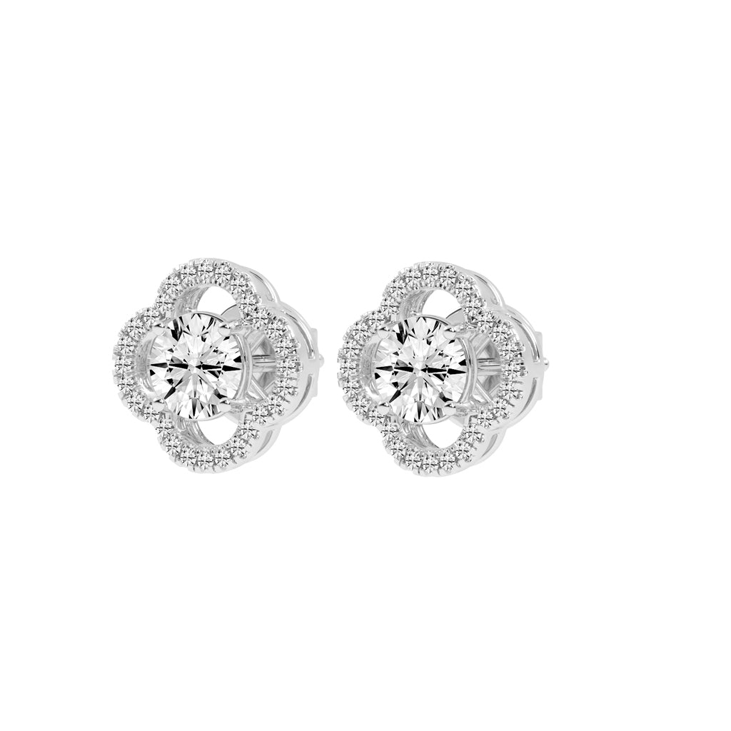 Clover Bloom Halo Stud Earrings