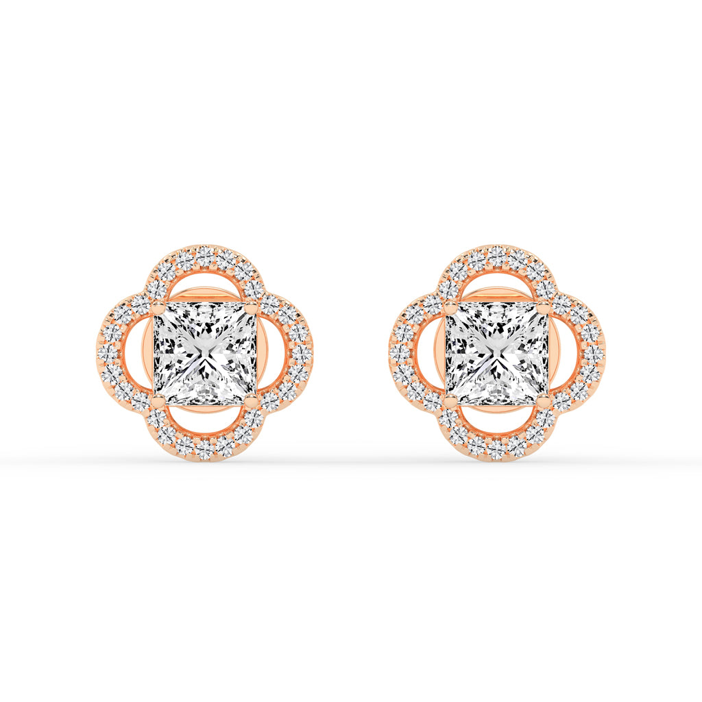 Geometric Bloom Accent Stud Earrings