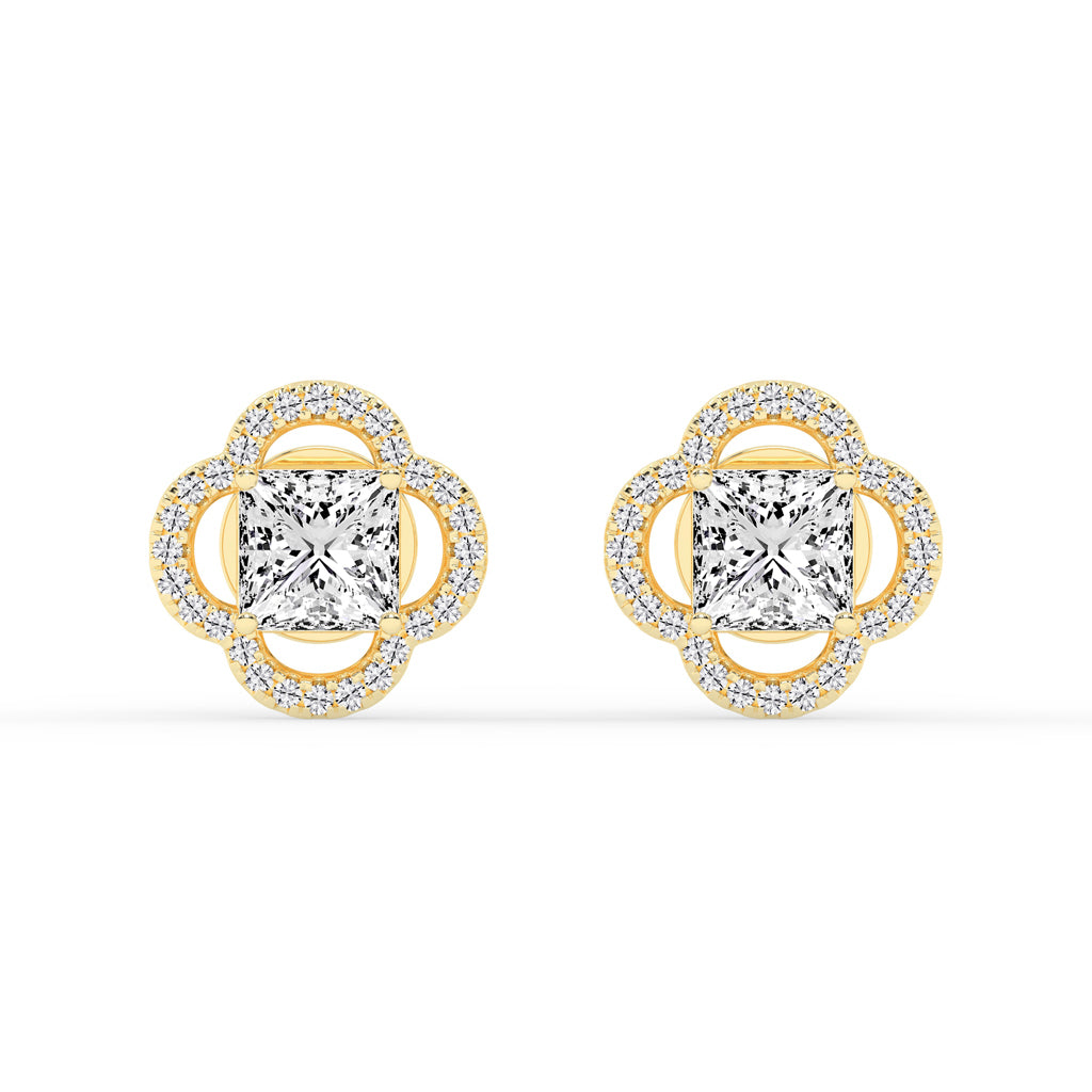 Geometric Bloom Accent Stud Earrings