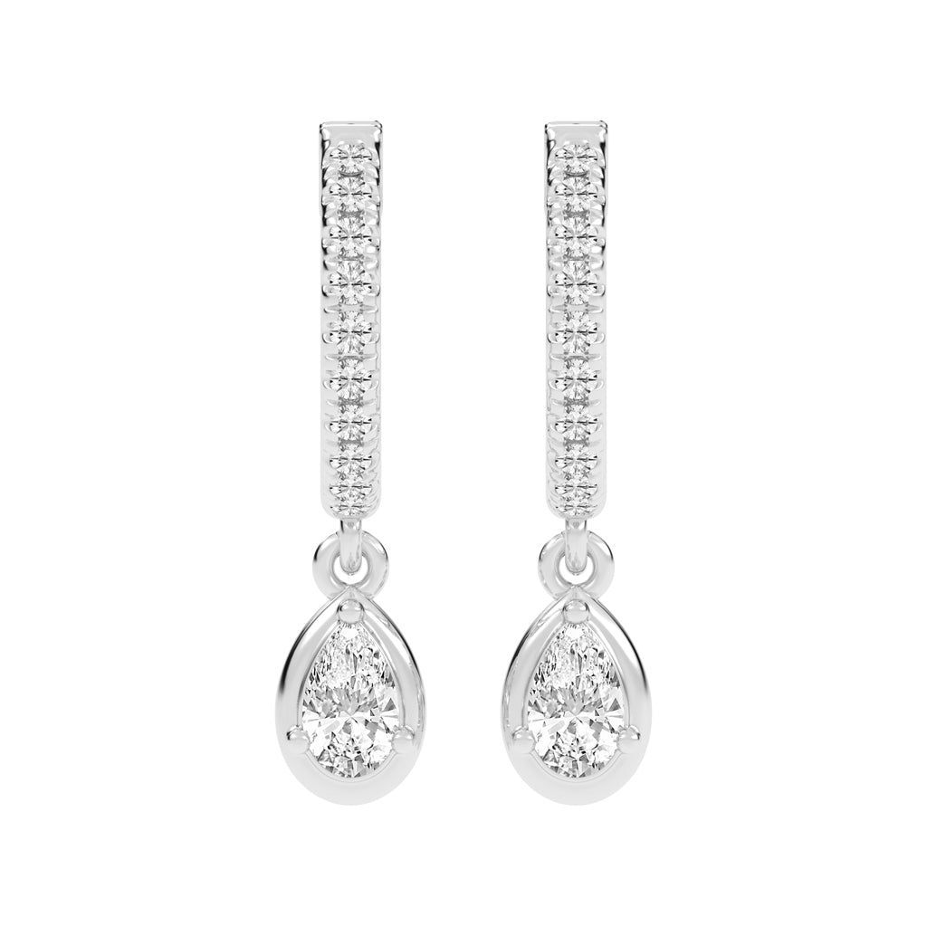 Graceful Line Pear Drop Diamond Hoops