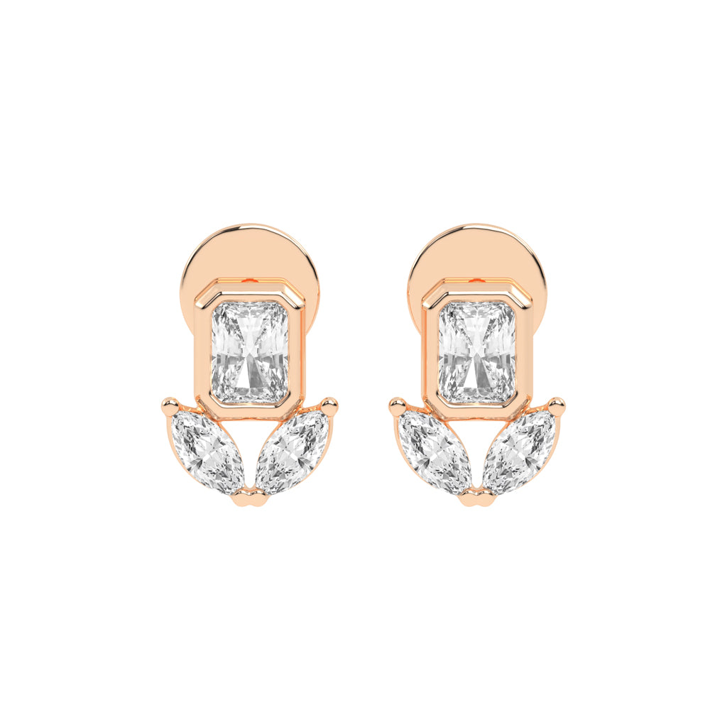 Allure Emerald Cut Marquise Diamond Studs