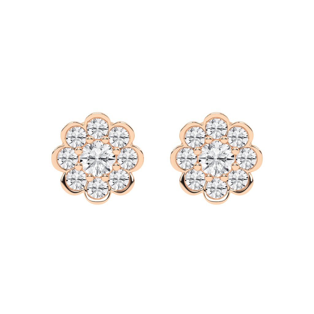 Blooming Petal Diamond Cluster Stud Earrings