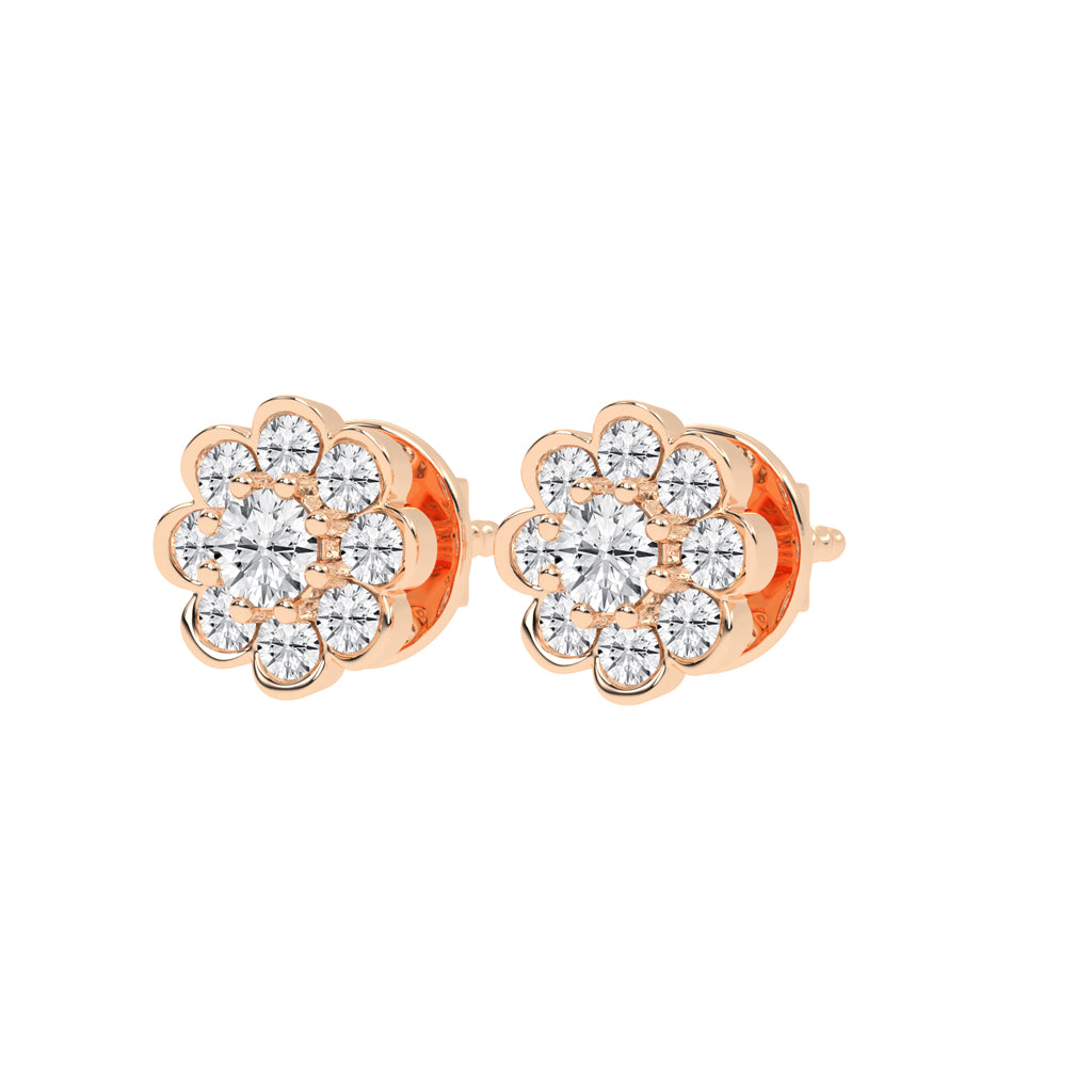 Blooming Petal Diamond Cluster Stud Earrings