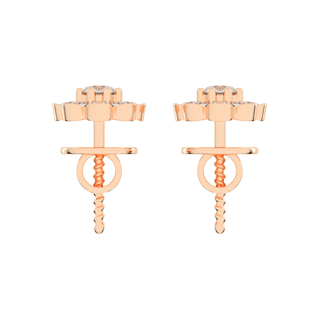 Blooming Petal Diamond Cluster Stud Earrings
