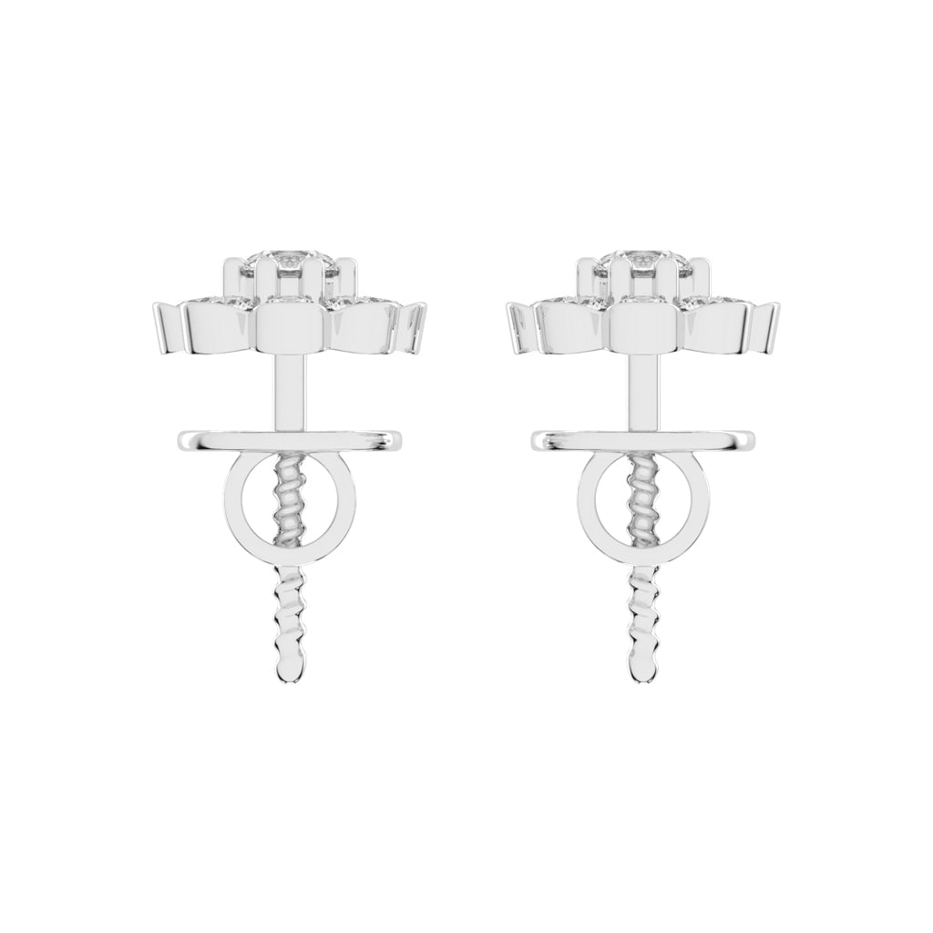 Blooming Petal Diamond Cluster Stud Earrings