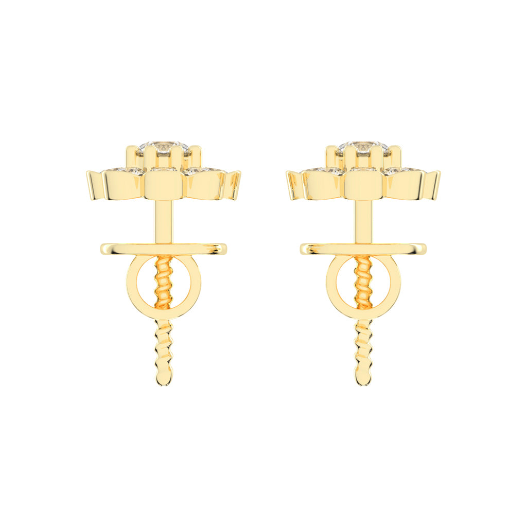 Blooming Petal Diamond Cluster Stud Earrings