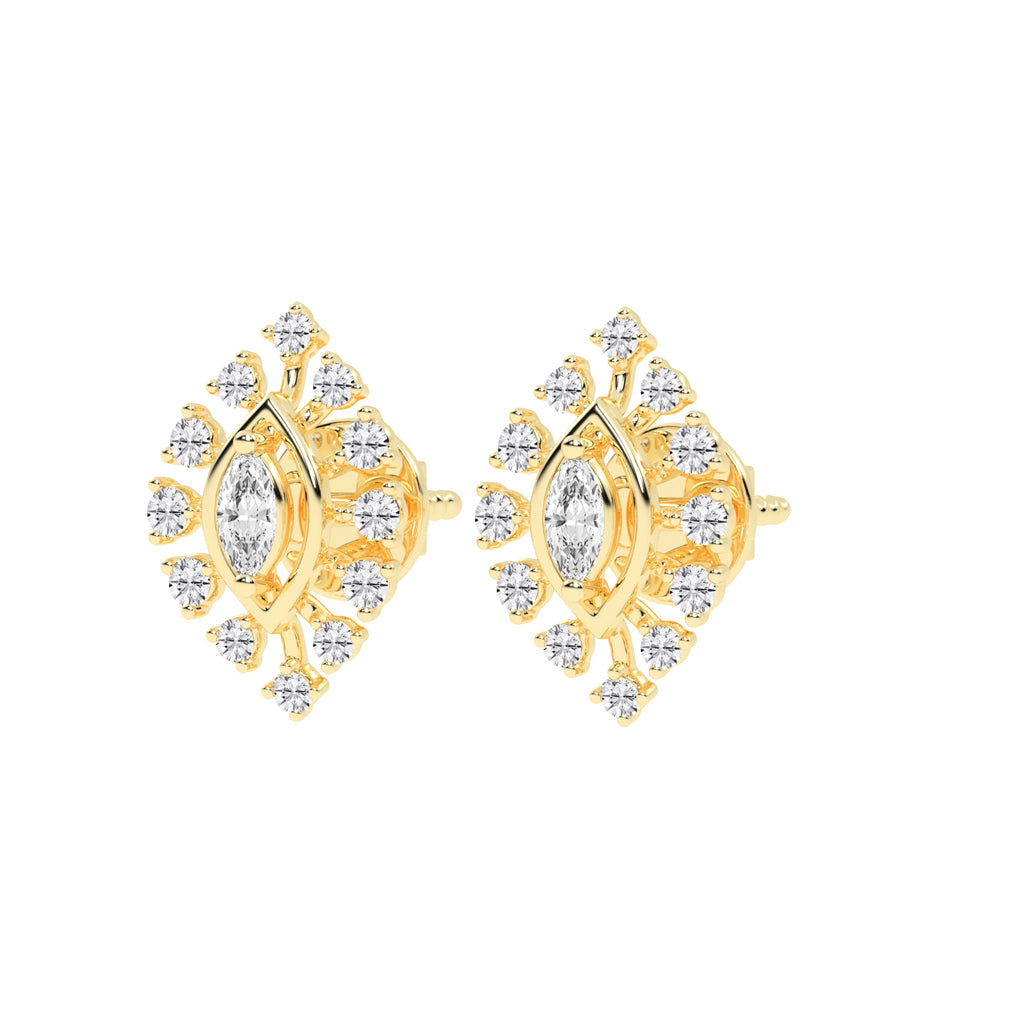 Radiant Marquise Burst Diamond Cluster Studs