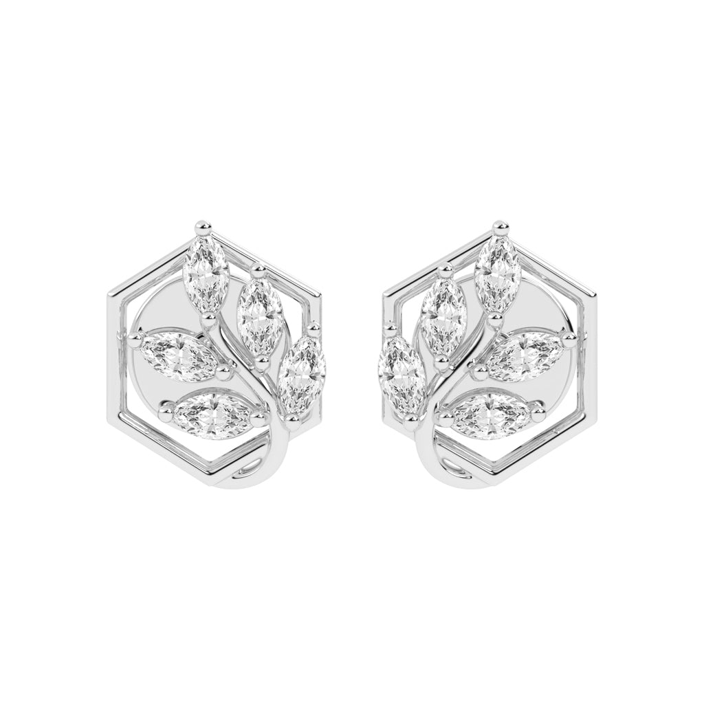 Marquise Diamond Hexagon Studs