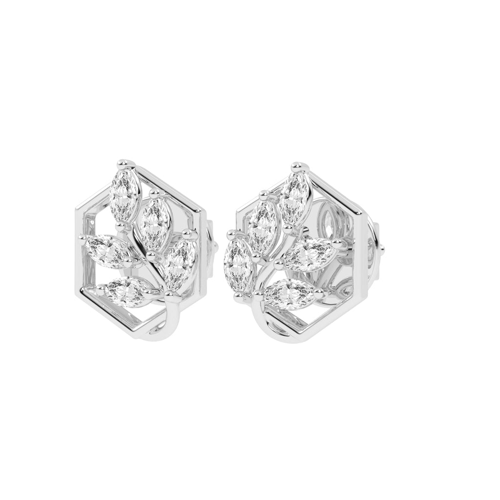 Marquise Diamond Hexagon Studs
