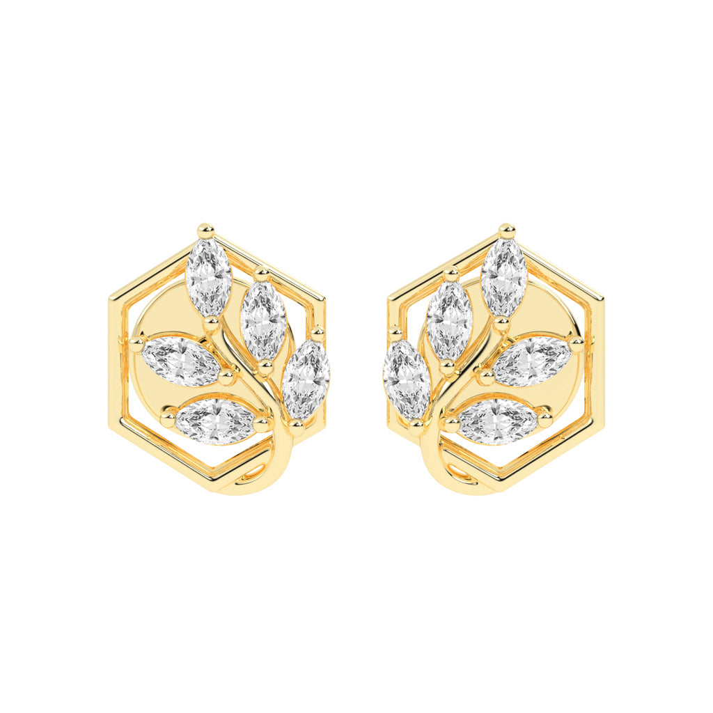 Marquise Diamond Hexagon Studs