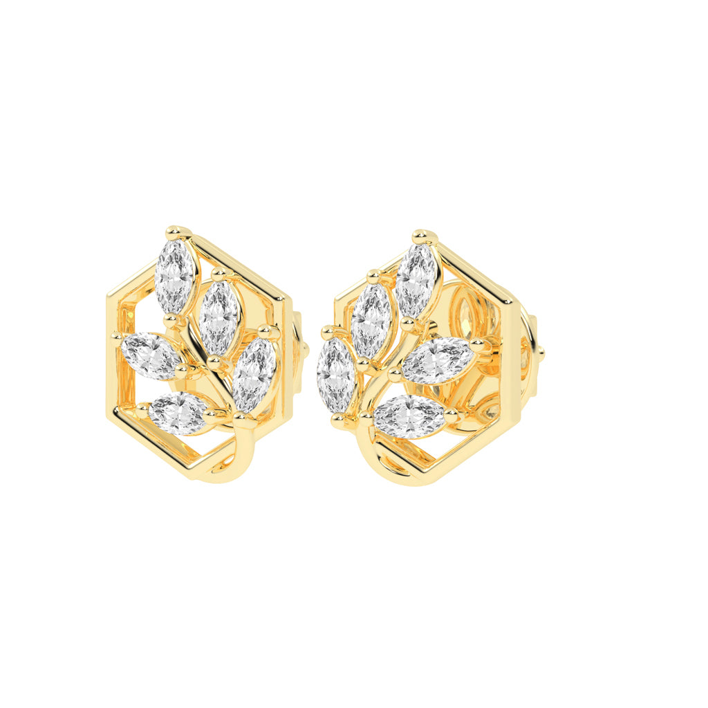 Marquise Diamond Hexagon Studs