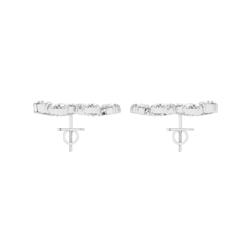 Dazzling Floral Cluster Diamond Drop Earrings