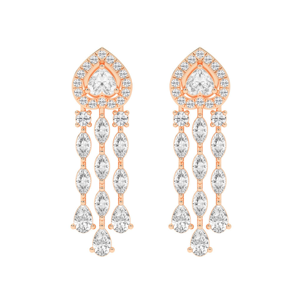 Heartfelt Cascade Diamond Dangle Earrings