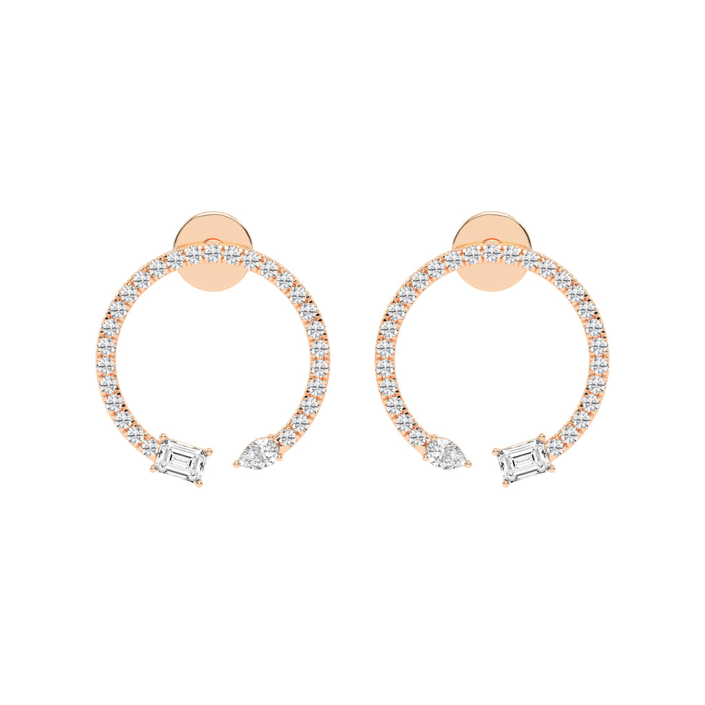 Orbit & Spark Asymmetric Diamond Hoop Earrings