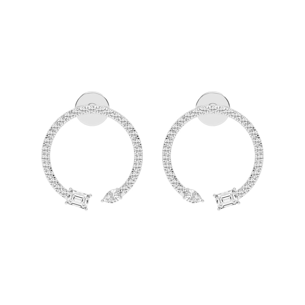 Orbit & Spark Asymmetric Diamond Hoop Earrings