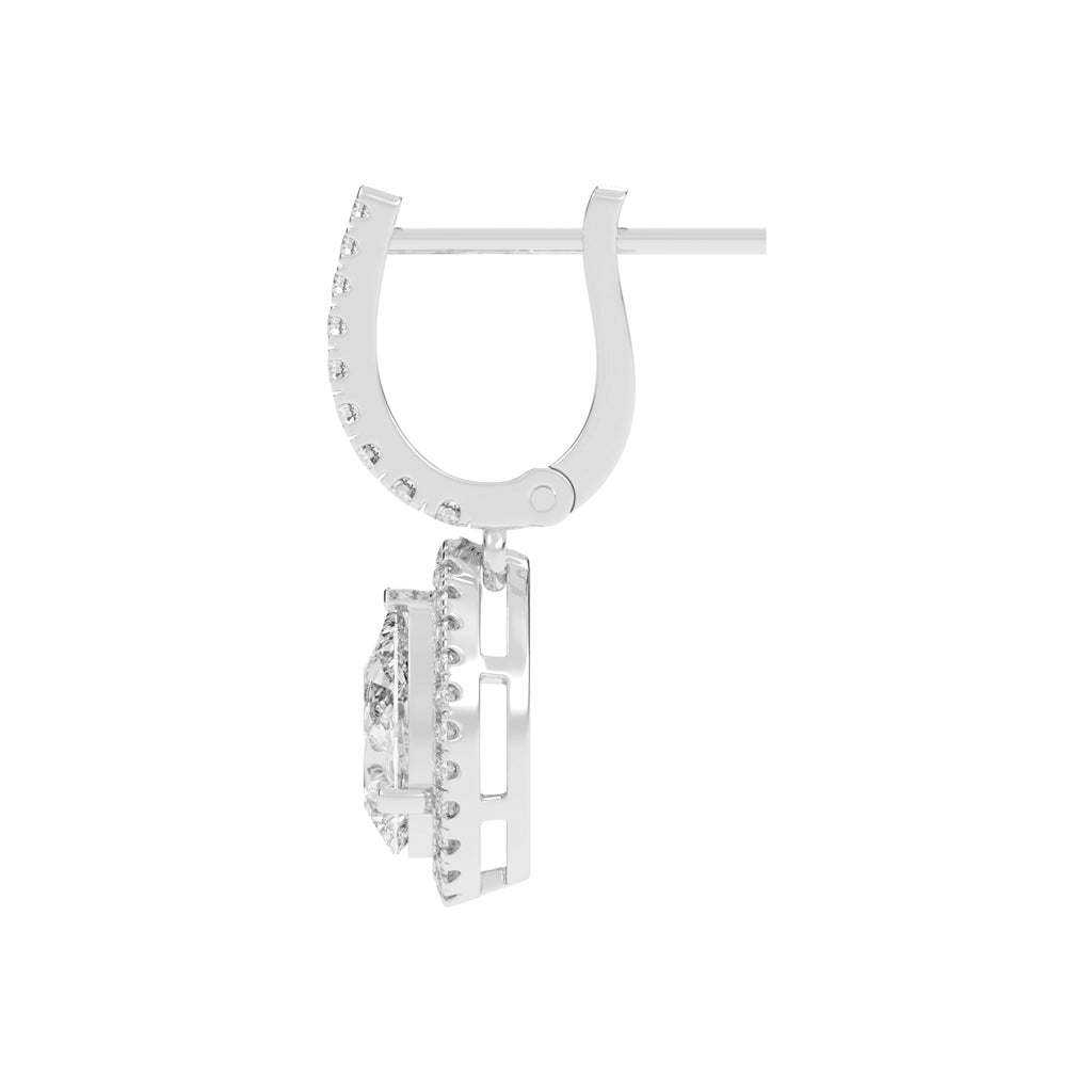 Pear Drop Radiance Diamond Halo Dangle Earrings