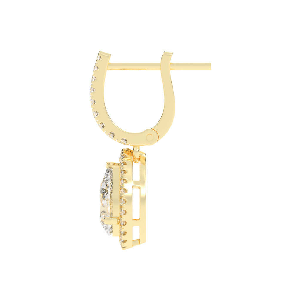 Pear Drop Radiance Diamond Halo Dangle Earrings