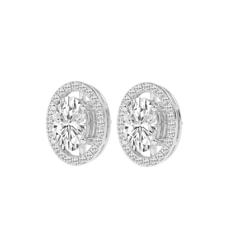 Oval Brilliance Diamond Halo Stud Earrings
